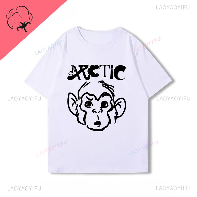 Arctic Monkeys T-Shirt Doppelseitiger Druck Shirt Rundhalsausschnitt Lässig Streetwear Allmatch Alternative Rock Goth Y2k Kleidung