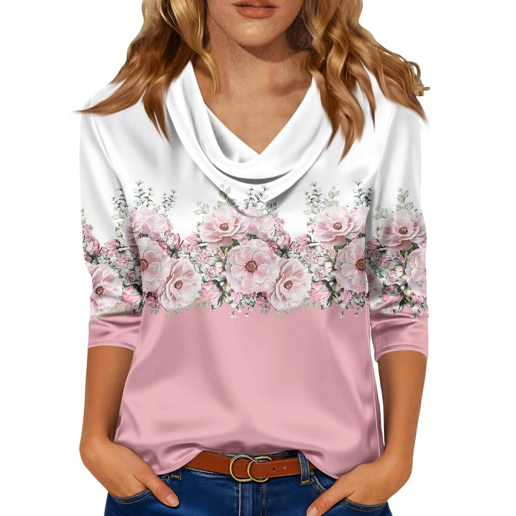 Kadınlar İçin Şık 3/4 Uzun Kollu Gömlekler İş Günlük Kıyafet Üstleri