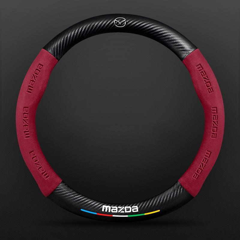Carbon fiber Suede Car Steering Wheel Cover For Mazda 2 3 5 6 CX-4 CX-5 CX-7 CX-8 CX-30 CX-50 MX5 Miata RX-7 RX-8 Axela Atenza