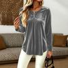 Women's Retro Color Neck Long Sleeve Pullover Top Casual Layering Shirt