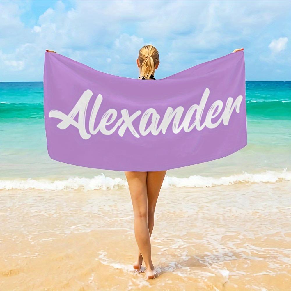 Personalized Beach Towel Custom Name/Logo Words Microfiber Towel Thin Quick Dry Absorbent for Beach Swimming Yoga Bath Sports