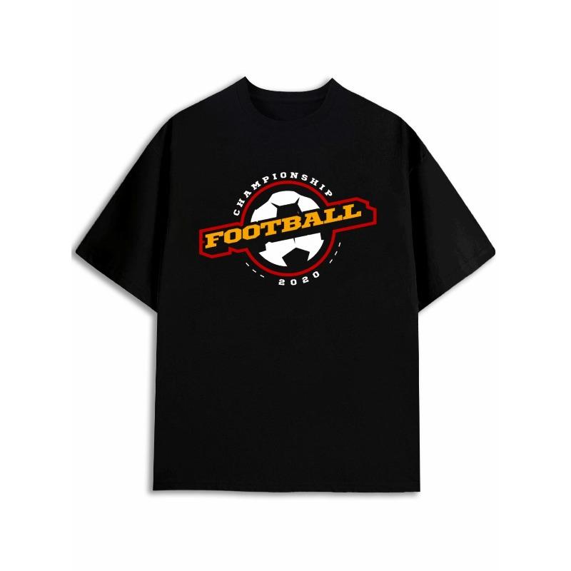 

European sizes Football Championship Tee for Men T-shirt Black Graphic Summer Wear Vintage-inspired, Comfortable Fit Hip-hop Street Style Fun S чёрный