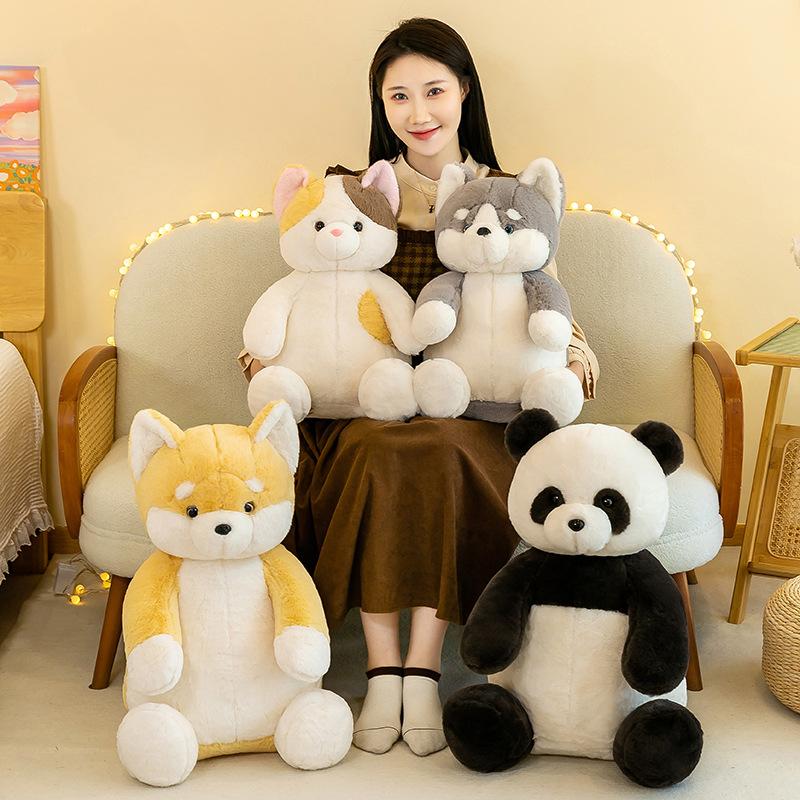 Animal doll Lazy cat, sitting panda Husky Shiba Inu big throw pillow doll plush toy