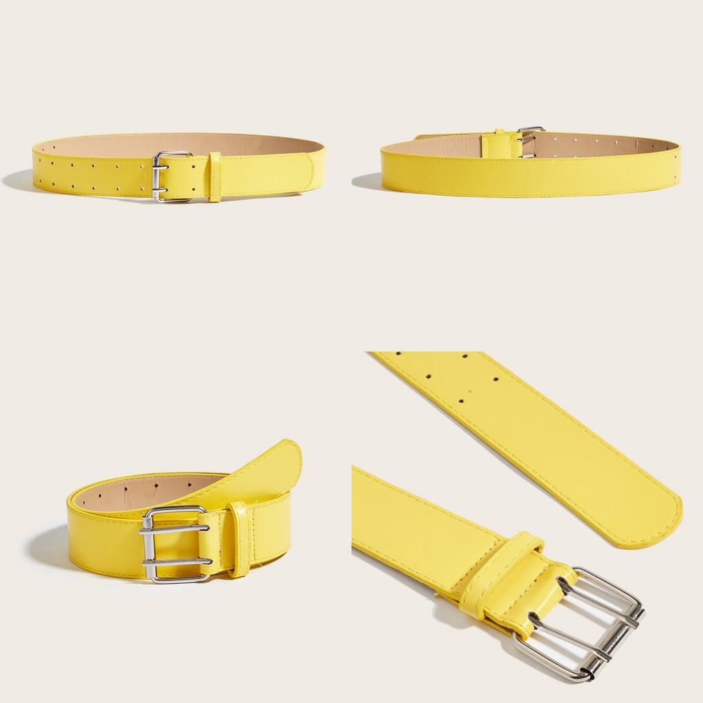 Solid Simple Color Metal Square Buckle Decoration Women Casual Belt For Daily