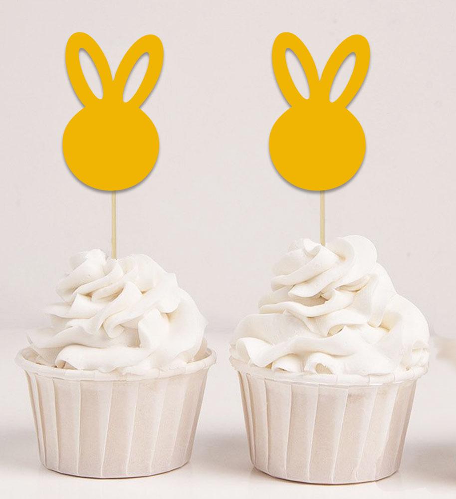 Souvenir chéri | Décorations de cupcakes en forme de lapin de Pâques doré pailleté - Lot de