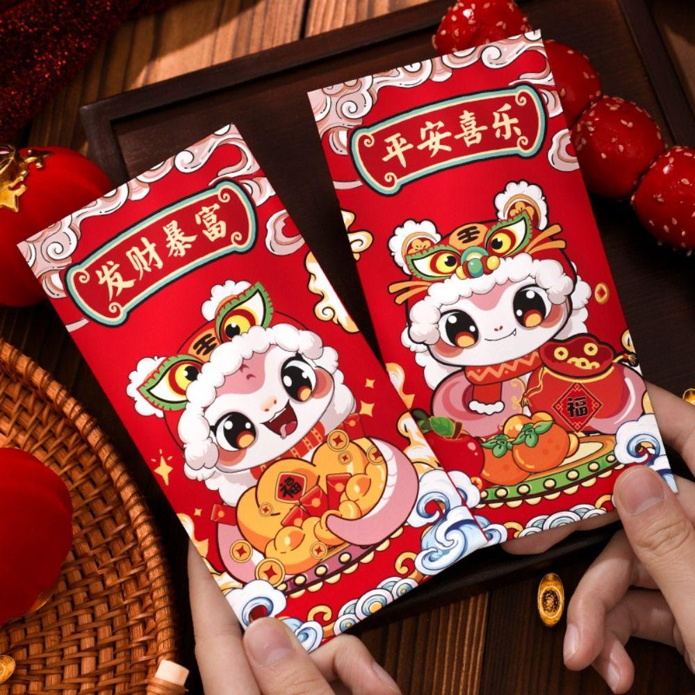 6pcs Chinese Style 2025 Snake Year Red Envelopes Hongbao Red Pocket  Spring Festival Supplies