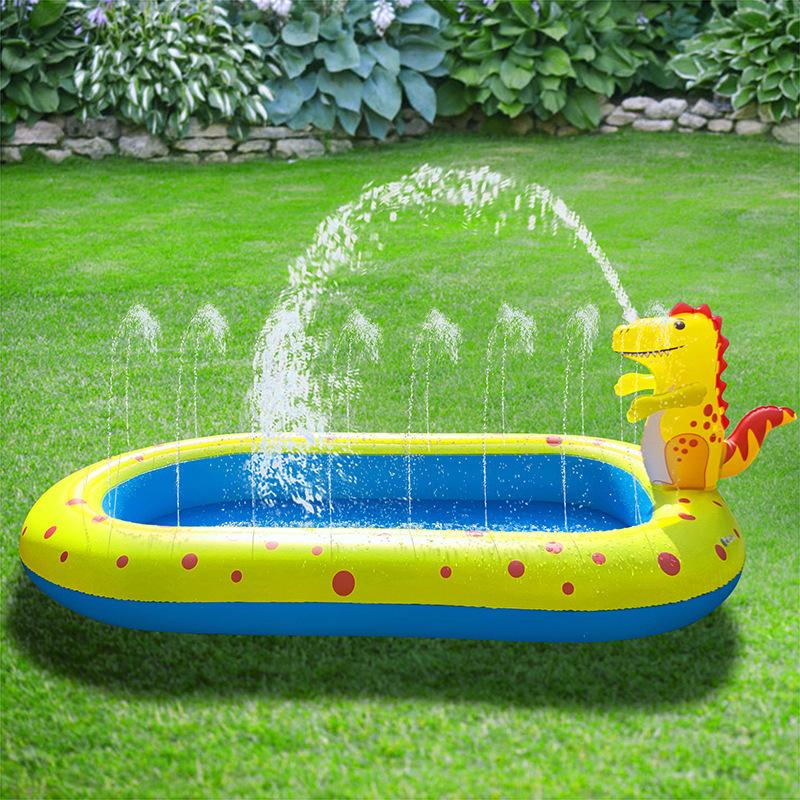 Opblaasbaar Dinosaurus Haai Splash Pad Buitenzwembad voor Kinderen, Dolfijn Sprinkler Speelmat Opblaasbaar Zwembad voor Peuters
