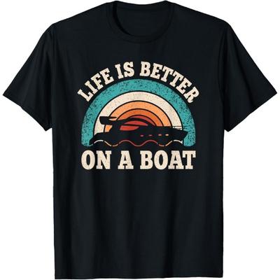 Life Is Better On A Boat Funny Boating Captain Retro T-Shirt