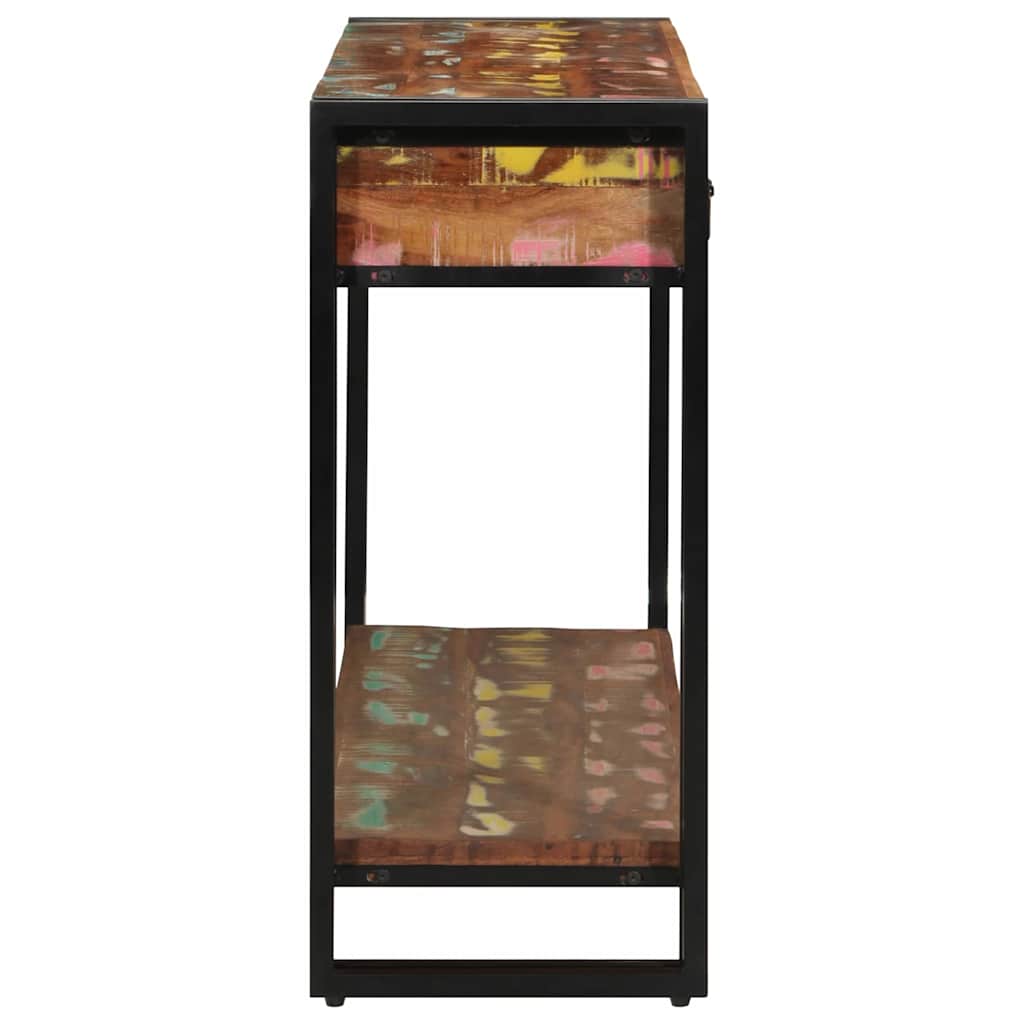 Console Table with Shelf Multicolored Solid Reclaimed Wood