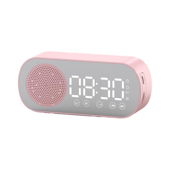 Despertador espelhado sem fio, alto-falante, compatível com bluetooth 5.0, cartão fm, suporte para entretenimento doméstico, alto-falante multifuncional