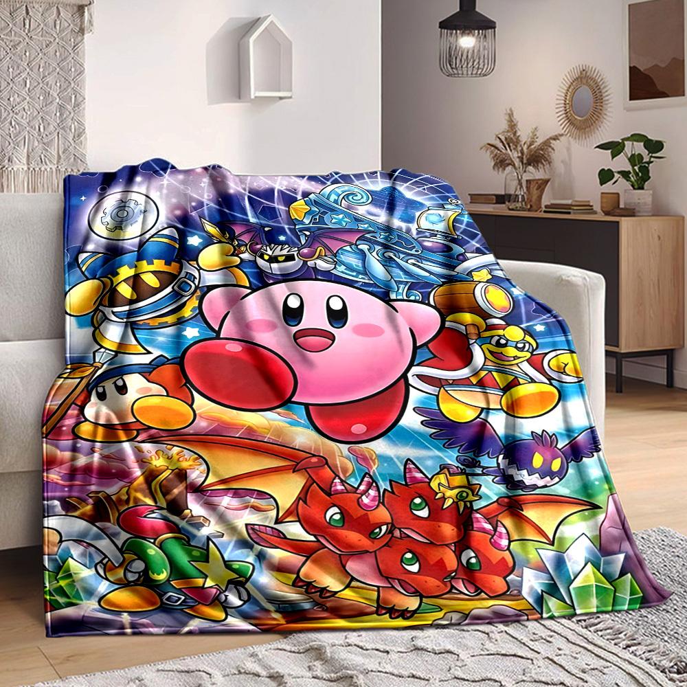 

1pc Kirby Fantasy Soft Skin-Friendly Flannel Blanket with Digital Printing, Various Sizes Available for Family, Friends, Birthday 80x120cm