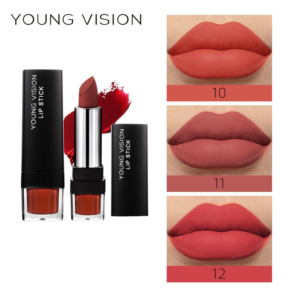 YOUNG VISION Mute and dry 12 color single lipstick Velvet non-stick cup lip balm
