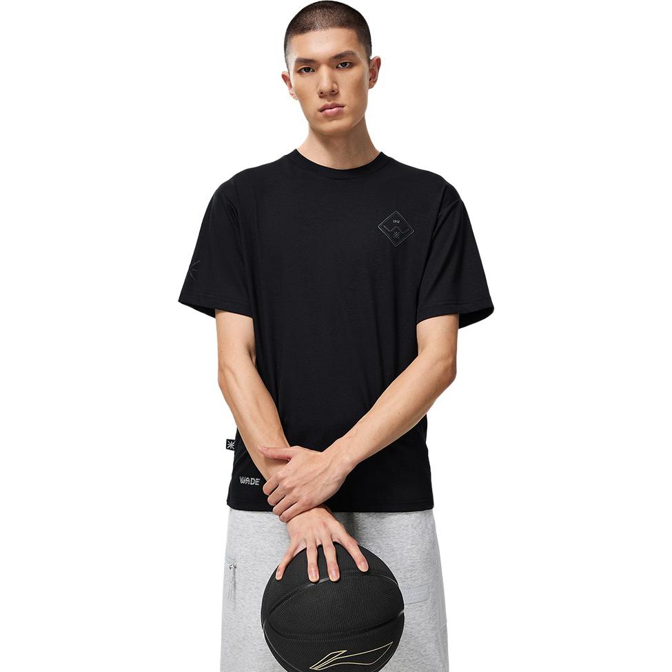 Li Ning X Cyril T Shirts Unisex Black Crew Neck Moderate Straight Fit AHST847-1