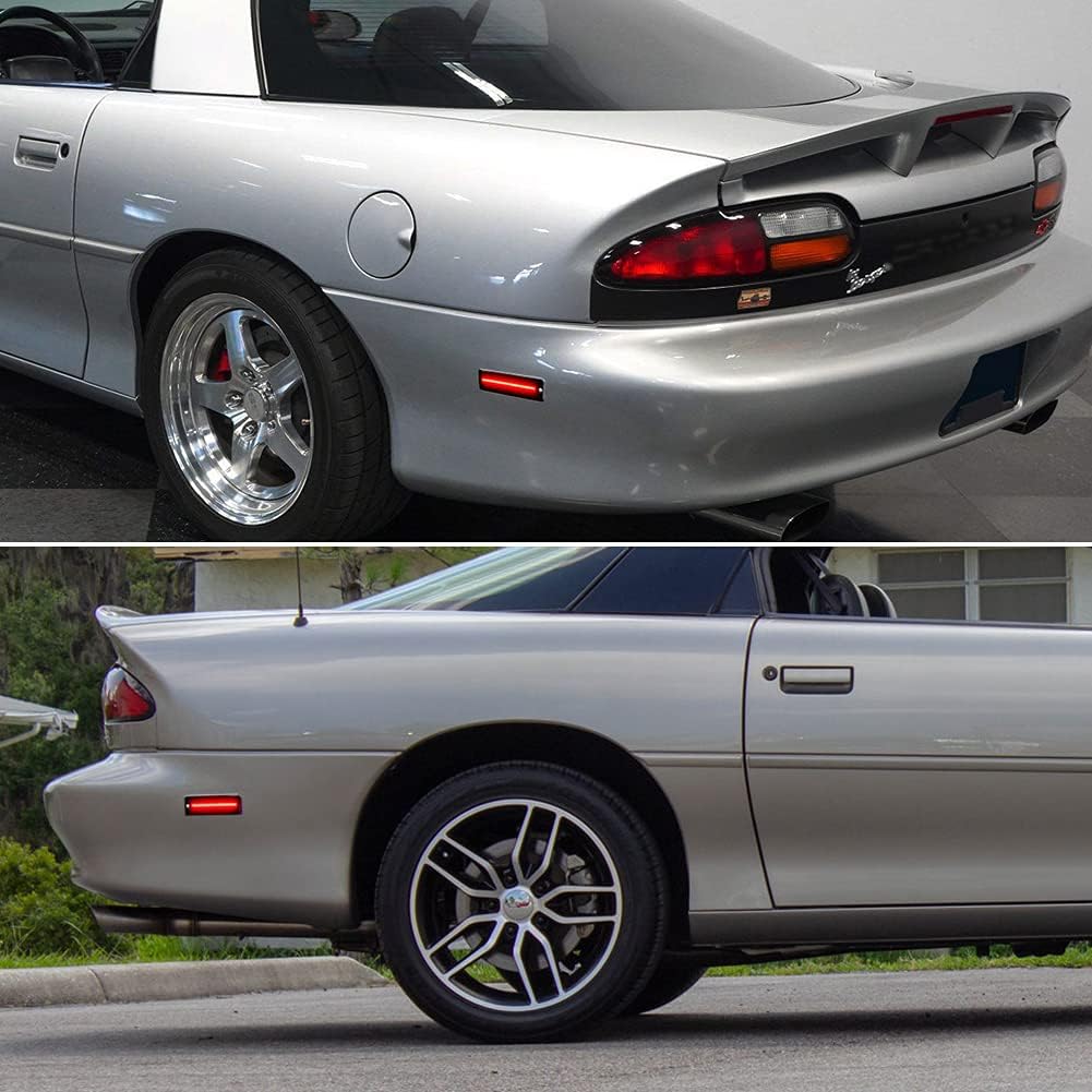 Full Red Led Lamps Smoked Lens kit Compatible With 1993-2002 Chevy Camaro Rear Bumper Side Marker Lights