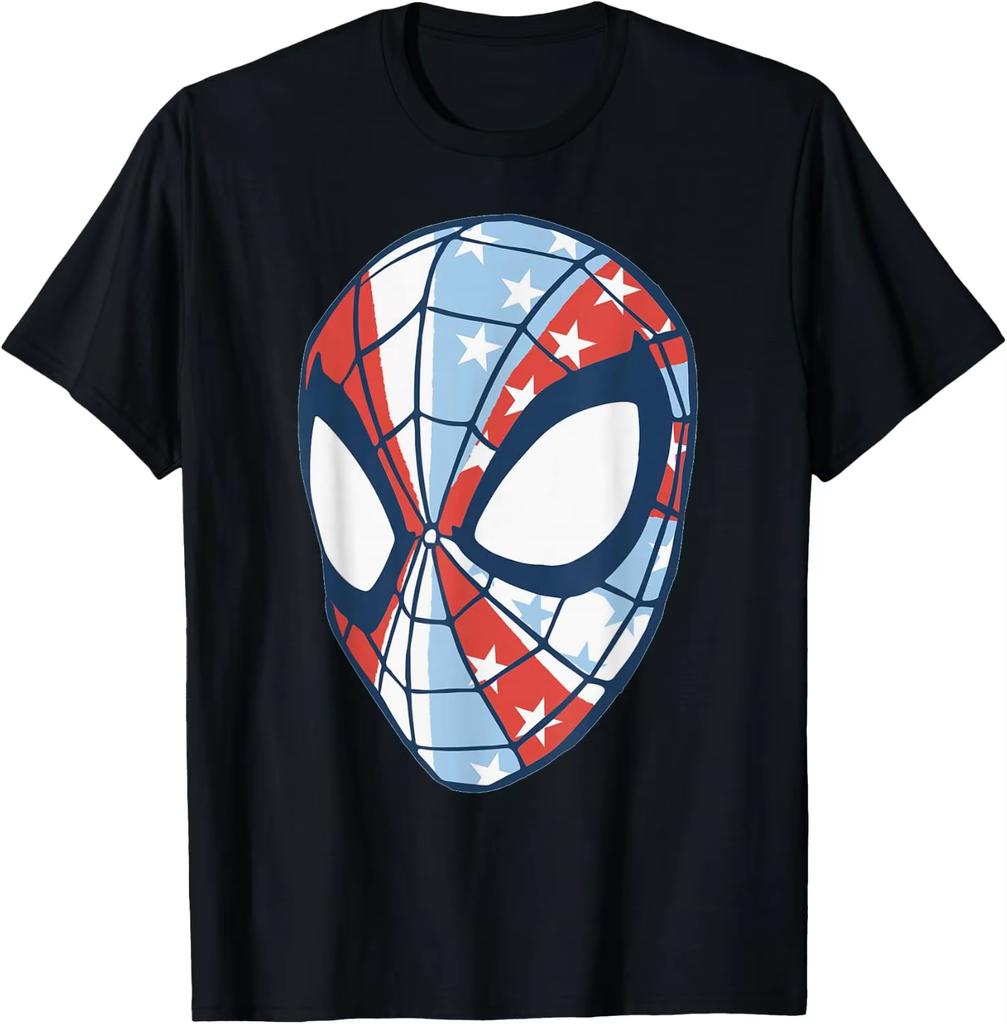 Unisex Crew Neck Streetwear T-Shirt With Vintage Classic Spider-Man Movie Character Print, Must-Have For Fans T-Shirt