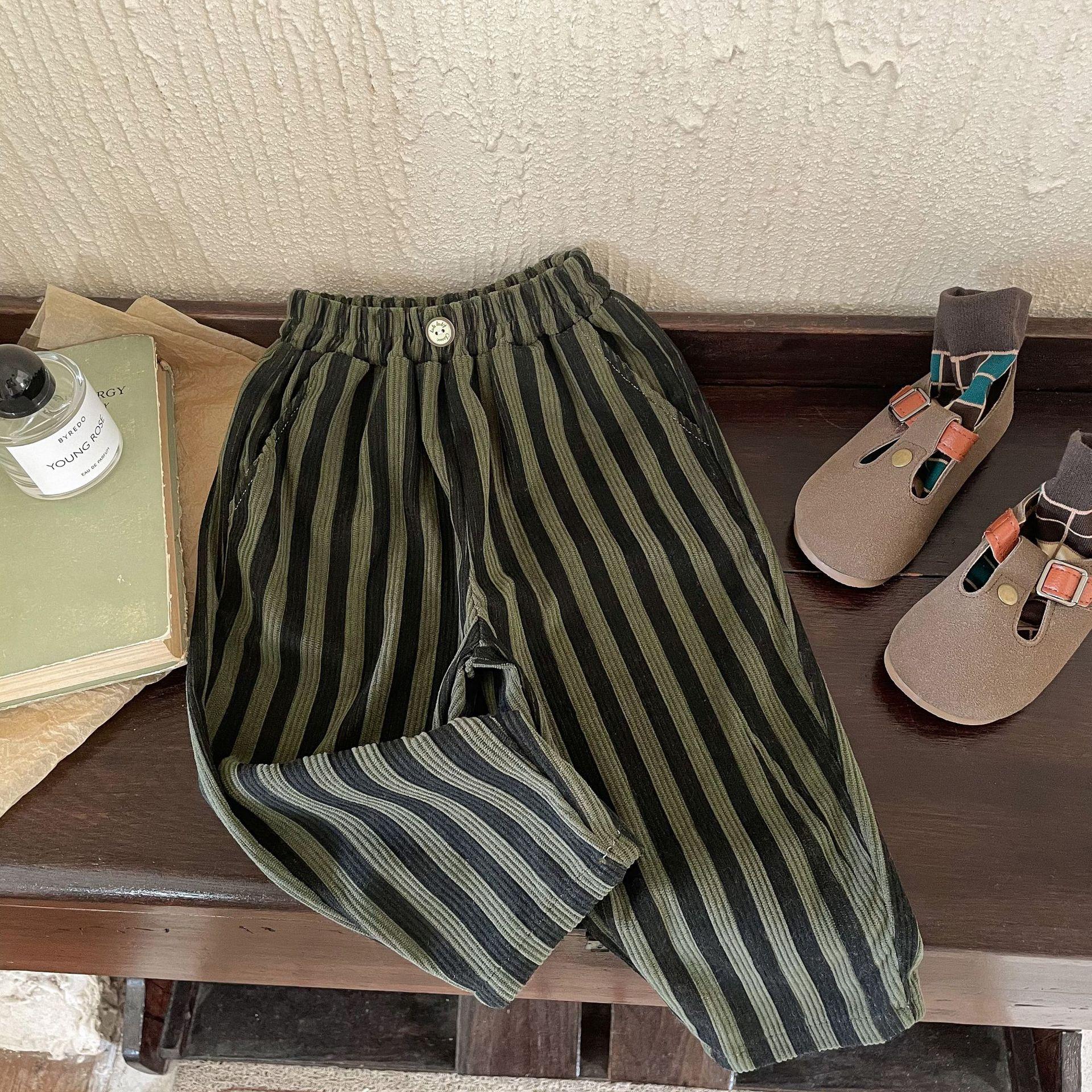 

Весенние и осенние детские брюки для мальчиков и девочек Вельветовые брюки Шаровары Брюки-морковки Детские брюки 80 зелёный