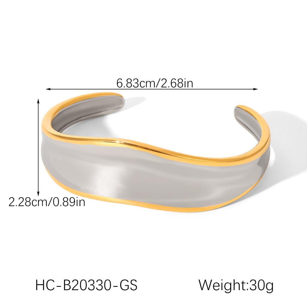 Exaggerated Jewelry 18K Gold Large Polished Stainless Steel Open Bangle Women's Premium Color-block Titanium Steel Bracelet