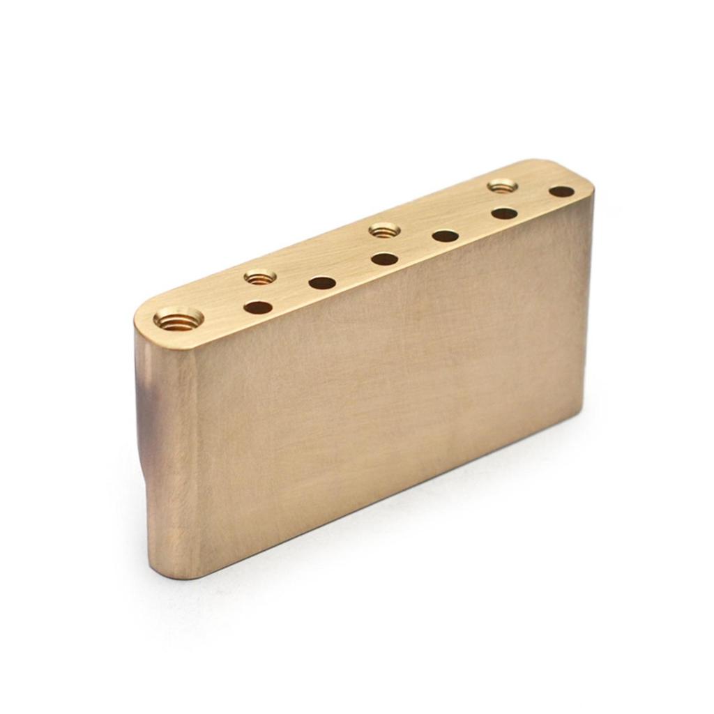 Brass Guitar Bridge Base Brushed Finish Tremolo Drilled Holes
