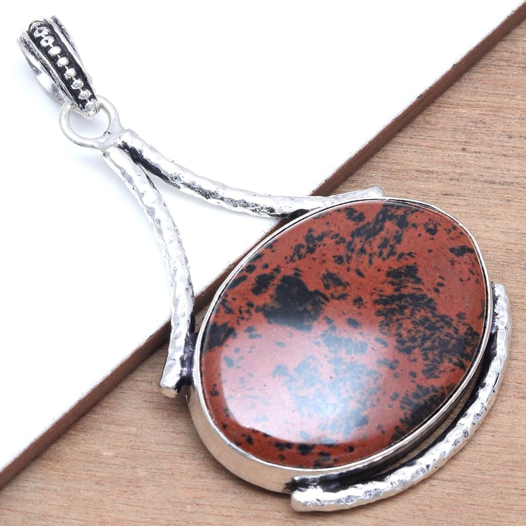 Mahogany Obsidian Handmade Women's Unisex Silver Jewelry Pendant 2.5