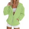 Women's Long Sleeve Solid Color Hooded Sweatshirt Jacket