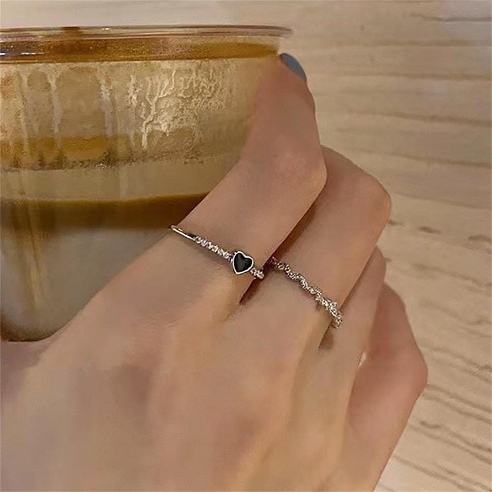 Sada otevřených prstenů Love Dvoudílná sada pro ženy Svěží, Sladké, Vynikající a Minimalistické Ručně vyráběné doplňky Dárek