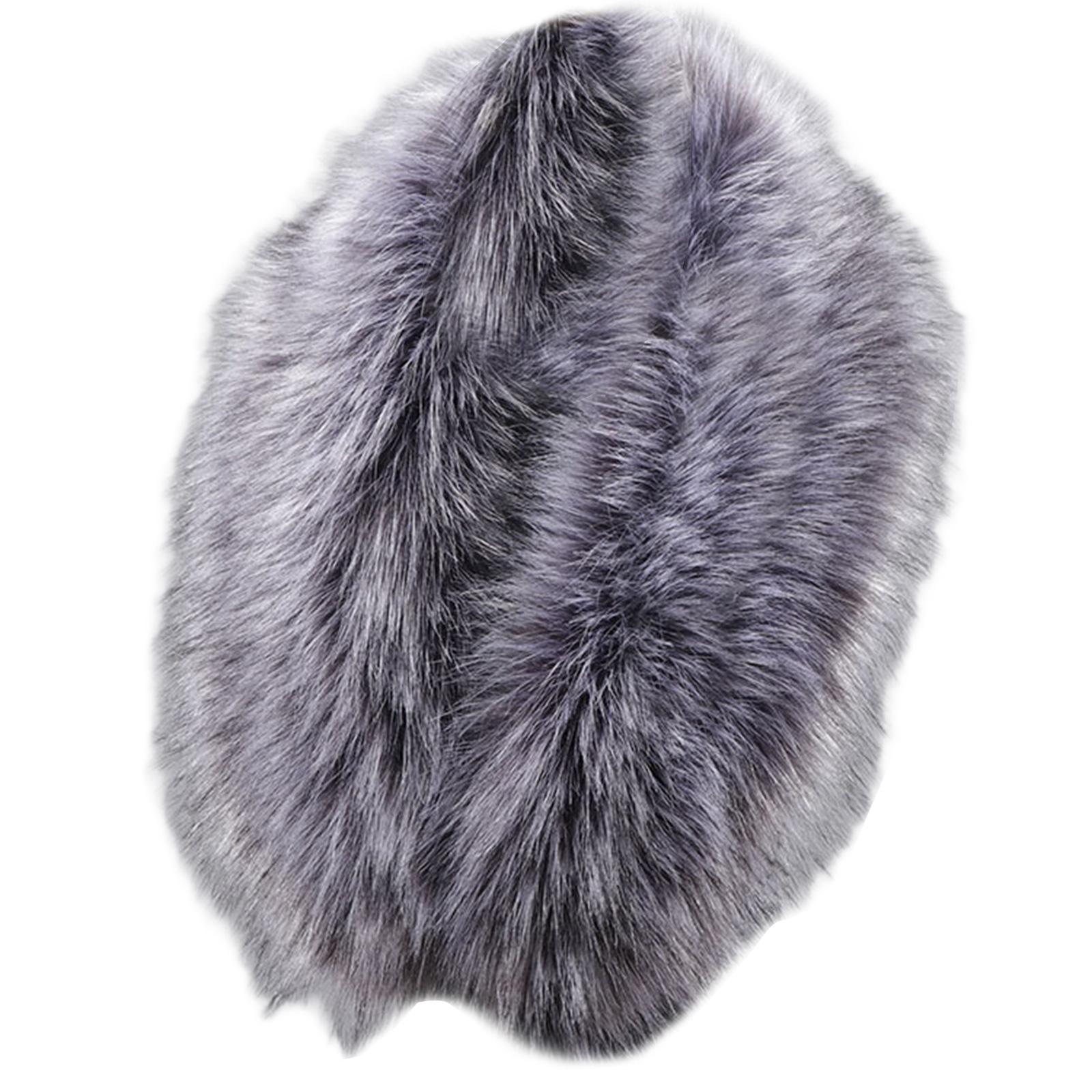 

Женская пушистая плюшевая отделка воротника для замены капюшона, шаль, большой шарф, накидка, палантин, зимняя грелка для шеи, аксессуар для пальто 80 серый