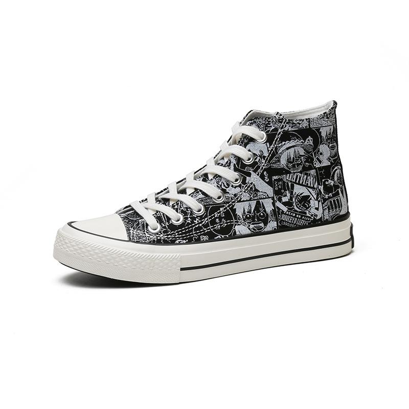 High-top Canvas Shoes Men's Shoes Autumn Low-top Couple Shoes Trend All-match Casual Graffiti Sneakers