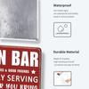 Funny Vintage Bar Sign - 'Proudly Serving Whatever You Bring' Metal Wall Decor for Home Bars & for Man Caves,  Room Decor