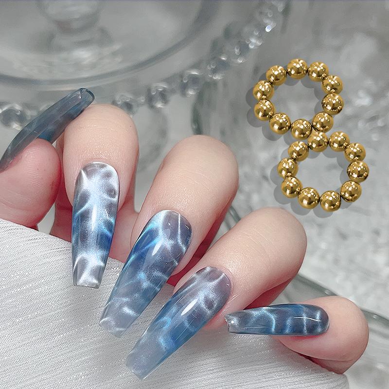 10Pcs Round Magnetic Bead Set For Nail Art Multi-Functional Strong Magnet Stones for Water Wave Ripple Cat Eye Design Nail Tools