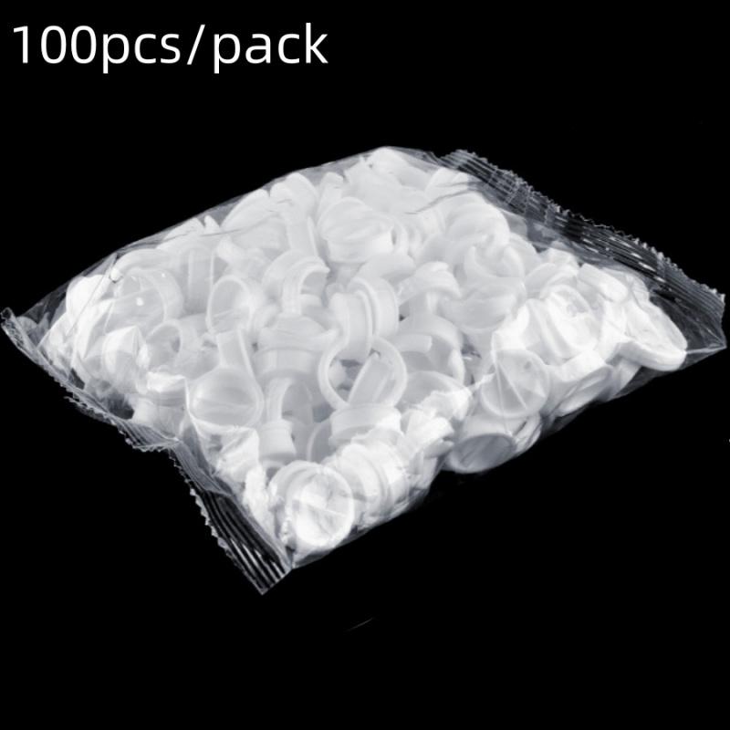 100pcs/packMicroblading Pigment Cup Ring Eyelash Extension Glue Tray with Dividers Plastic Ring Cup