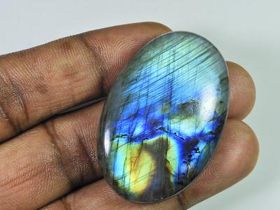 100 Karat. Natürlicher Labradorit Multi-Feuer Ovaler Cabochon Lose Edelstein 29x45x7mm SK-1151