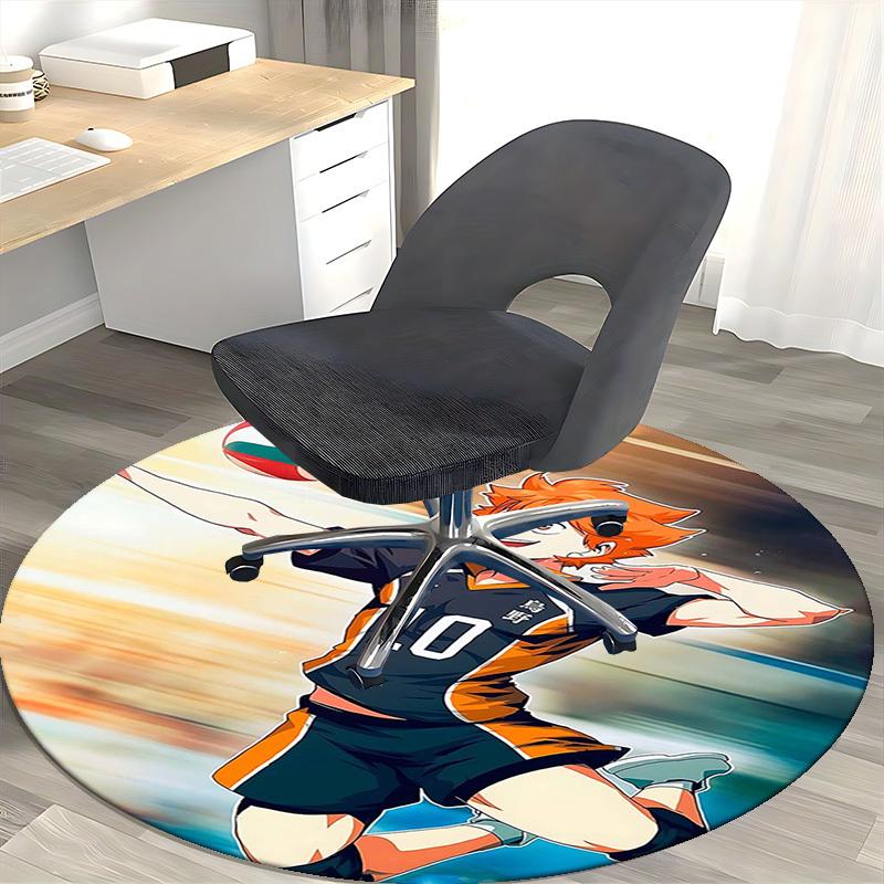1pc Haikyuu Kageyama Tobio Volleyball Anime Design Round Carpet - Office Chair Mat