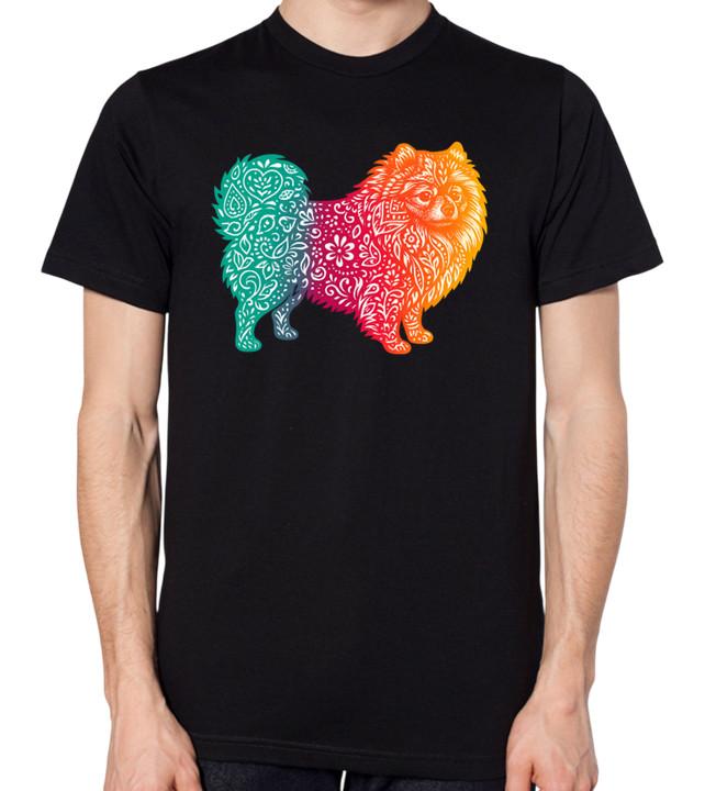 Pomeranian Dog Colourful Geometric Top Unisex T-Shirt M