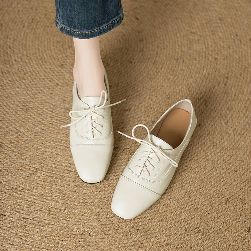 Krazing Pot Cow Skin Square Toe Size 43 Thick Low Heels Fashion Office Lady Deep Mouth Autumn Pumps