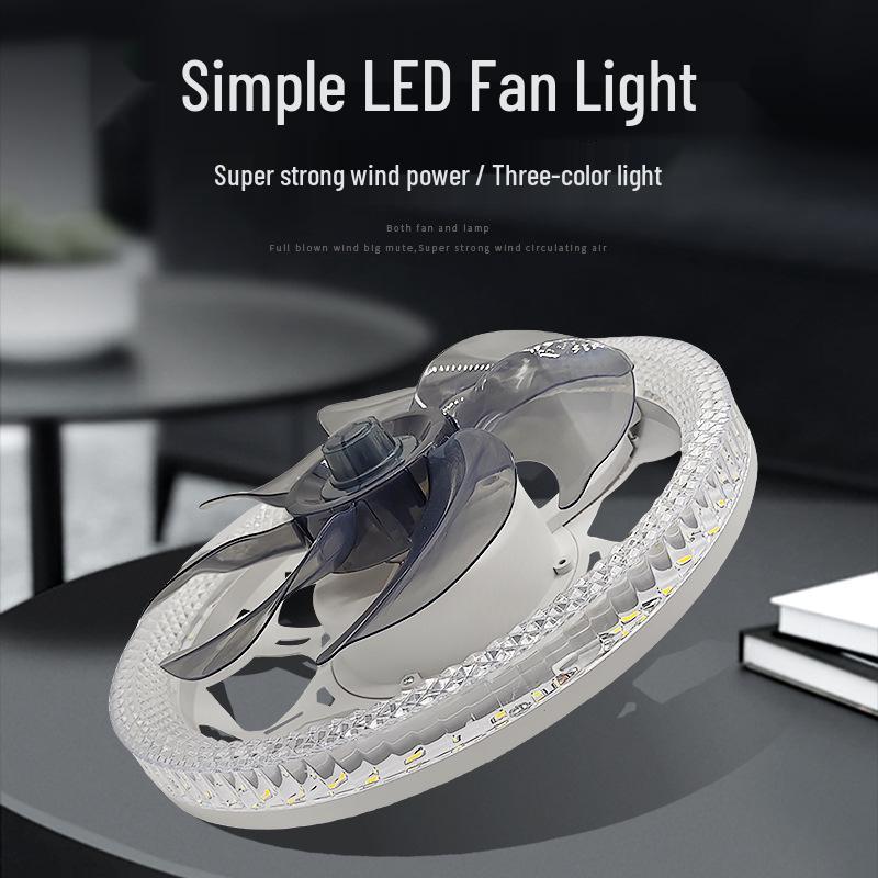 Nordische LED Deckenventilatorleuchte mit Fernbedienung - Minimalistisches rundes Design für modernes Schlafzimmer oder Restaurant