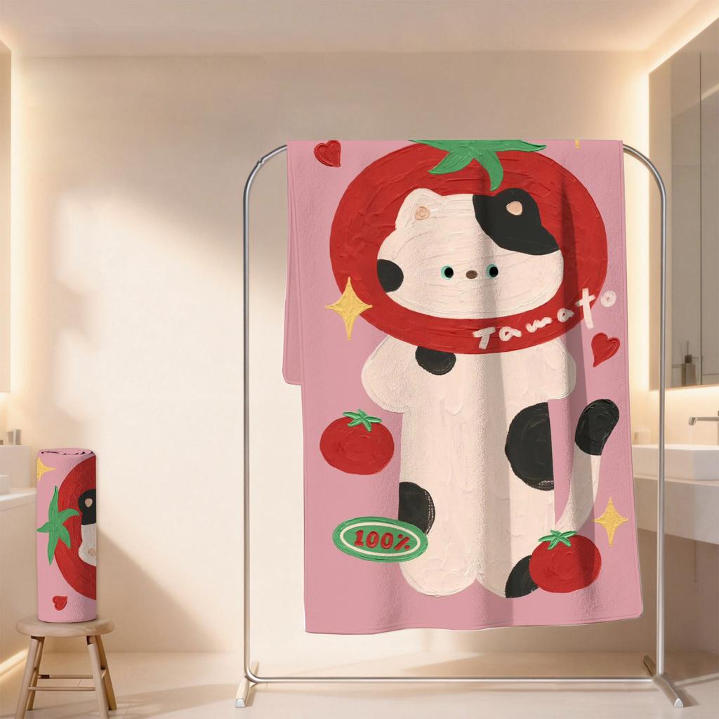 New Oil Painting Style Animal Beach Towel Cartoon Bath Towel for Men, Women, Children, and Adults