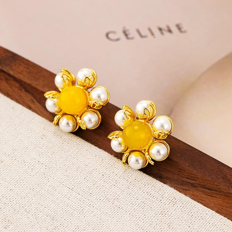 Damen Leichter Luxus Design Elegante Vintage Imitationsperlen Blumen Ohrringe Modische Und Vielseitige Nischendesign Ohrringe