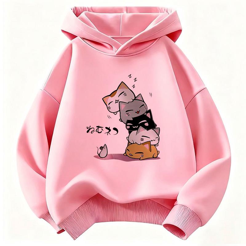 Y2K Funny Cat Graphic Kids Cat Children's Sweatshirt Casual Hoodies for Boys Girls Clothes