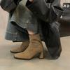 Women's high-heeled short boots 2025 new autumn and winter French retro suede thick-heeled thin boots foreign-style Korean small ankle boots