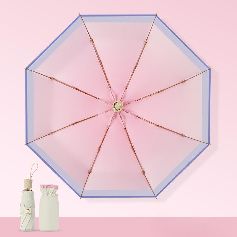 

Зонт от солнца Rain and Shine, двухцелевой, с восемью косточками, для женщин, защита от солнца и ультрафиолета, маленький и свежий зонт розовый