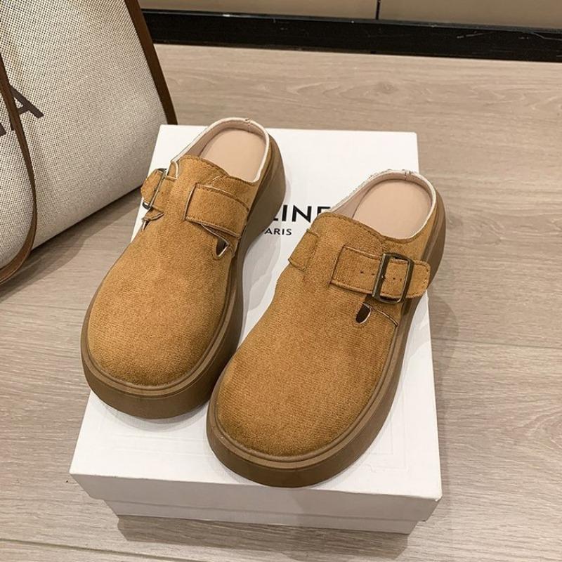 

губчатый торт толстая подошва сумка голова полушлепанцы женские весенние, осенние и весенние новые для улицы ленивая губчатая подошва 40 светло-коричневого