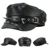 Fashion PU Leather Women Beret Punk Style Vintage Flat Top Military Caps Women's Vintage Rivet Beret Harajuku Y2K Gothic Cap