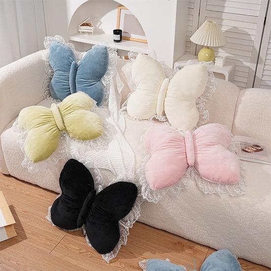 Butterfly Throw Pillow Cuddly Butterfly Pillow with Lace Ruffle Decorative Sofa Couch Pillow for Home Living Room Bedroom Decor