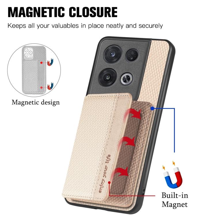 Für OPPO Reno 8 Pro Karbonfaser Magnetische Kartenhülle Handyhülle