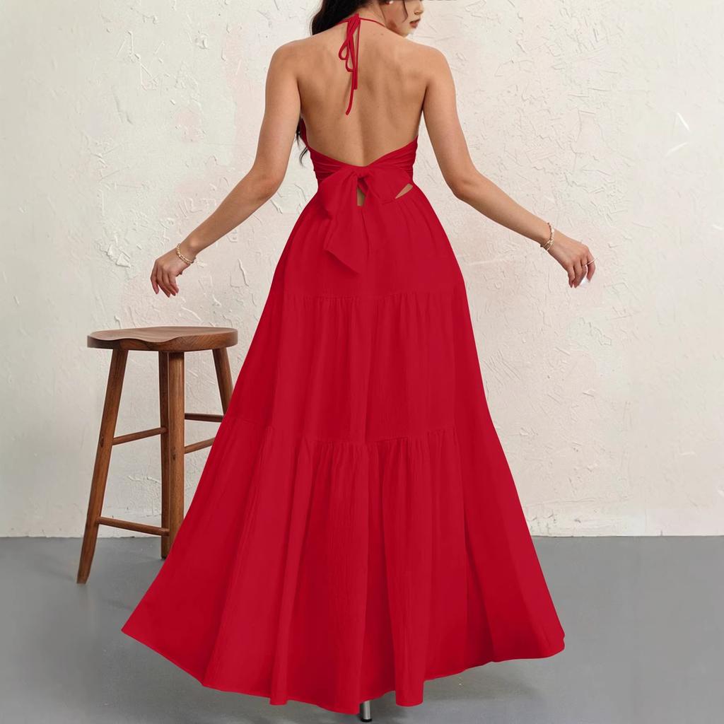 European and American Fashion Summer New Women's Halter Neck Dress