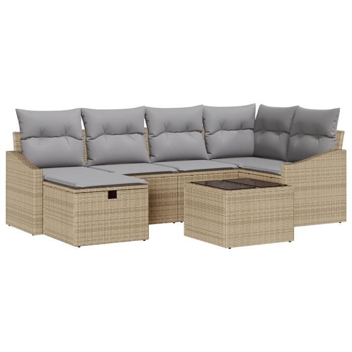 VidaXL Ensemble de canapés de jardin de 7 pièces avec coussins en beige poly rattan 3359289