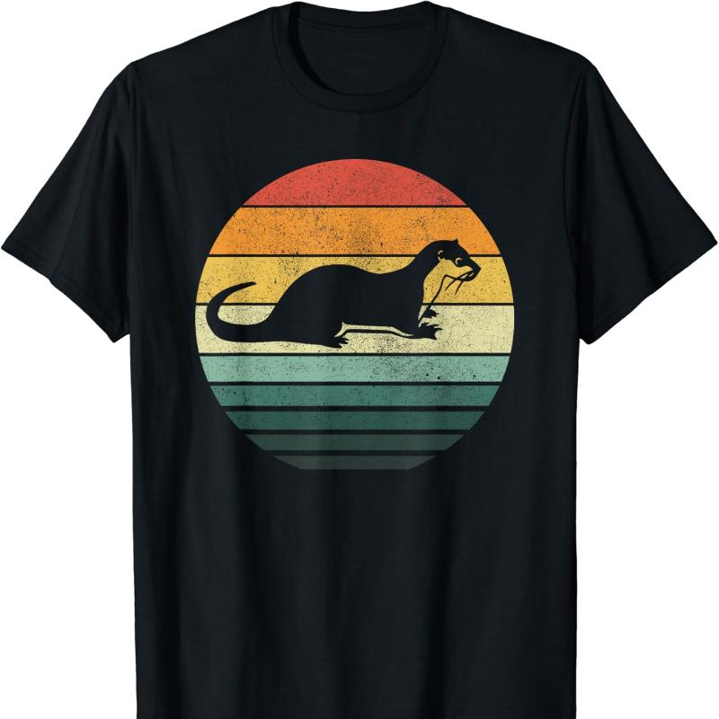 Lovely Sea Otter Animal Sunset Retro Vintage 70s Nature Lovers T-Shirt High quality cotton Lei