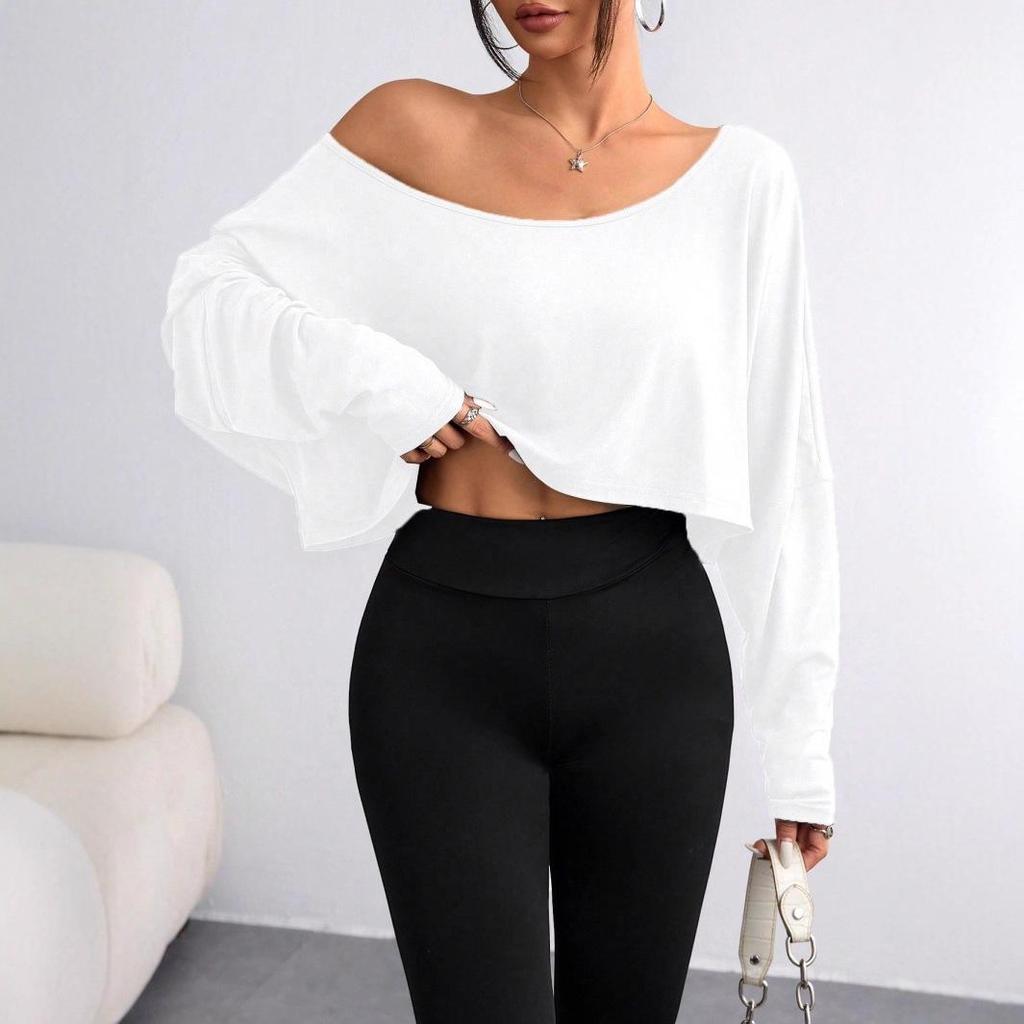 2025 Trendy European Off-Shoulder Women’s Loose Base Layer Top