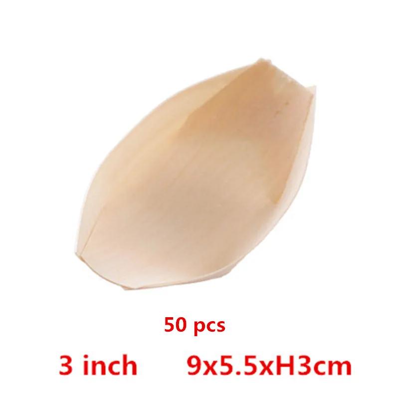 50 100pcs Natural bamboo Disposable Kayak sushi Wood Boat Salad Dessert Pine cake Boat Snack Bowl mat sushi plate tray onigiri