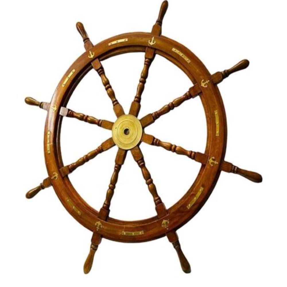 Vintage Ship Steering Wheel – 91.44 CM Wood Nautical Decoration